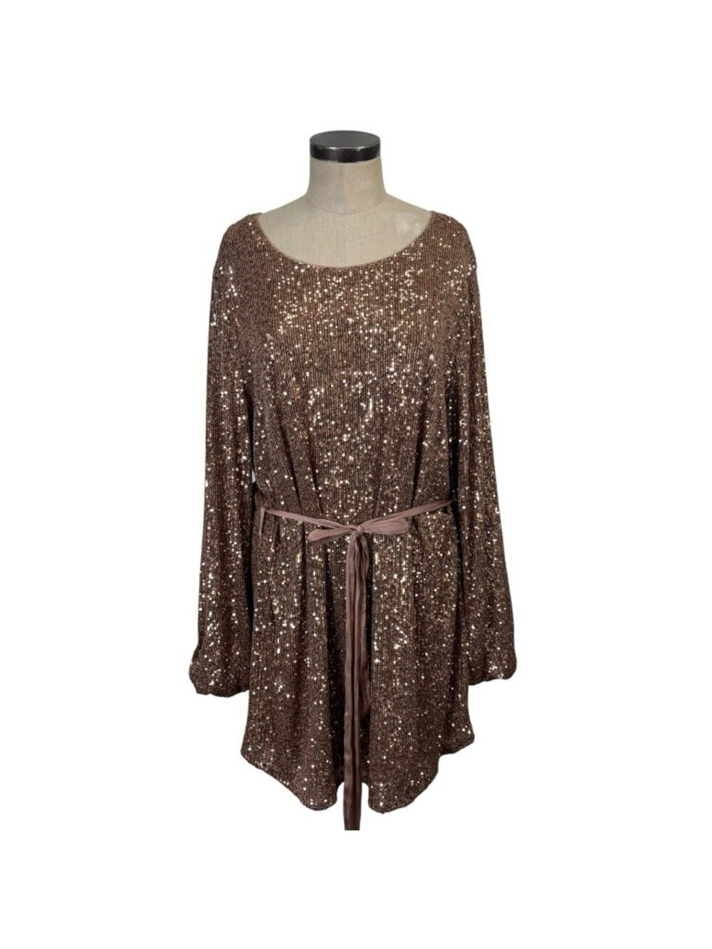 NEW Sequin Mini Dress 1XL Rose Gold